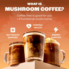 RYZE SUPERFOODS Mushroom Medium Roast Coffee USDA Organic with 6 Adaptogenic Mushrooms for Better Energy, Focus Digestion Immunity with Lions Mane & Turkey Tail 30 Pack of 1