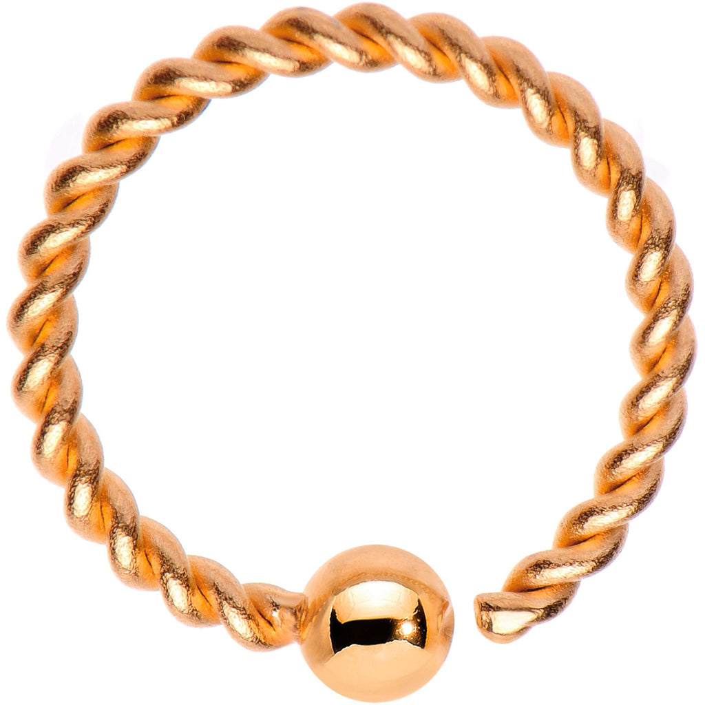 16G 3/8" Rose Gold Tone IP So Twisted Captive Style Seamless Ring