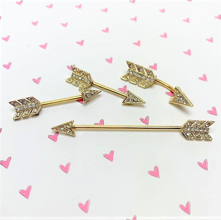 Clear Gem Minerva Arrow Reversible Belly Ring