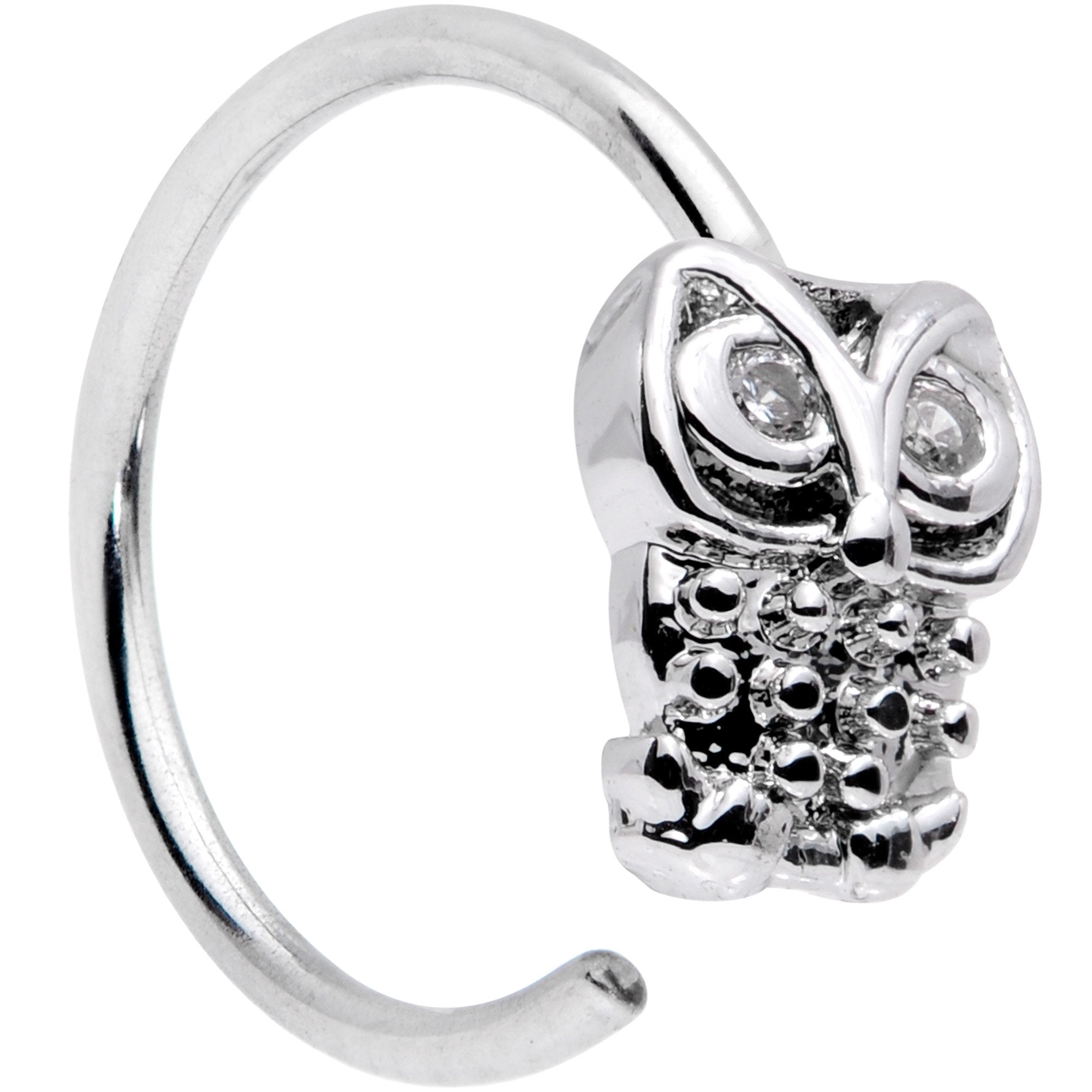 20G 5/16 Clear CZ Gem All About Owl Nose Hoop