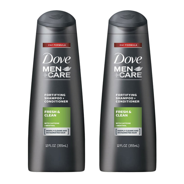 Dove Men+Care Fortifying 2 in 1 Shampoo and Conditioner Fresh and Clean for Normal to Oily Hair with Caffeine and Menthol to Help Strengthen & Nourish Hair 12 fl oz Pack of 2