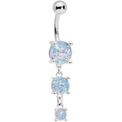White Gem Triple Drop Dangle Belly Ring