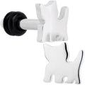 Steel Cat Lover Kitty Cat Single Flare Plug Set 14G to 0G