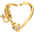 16G 3/8 Clear CZ Gem Arrow Heart Right Heart Closure Ring