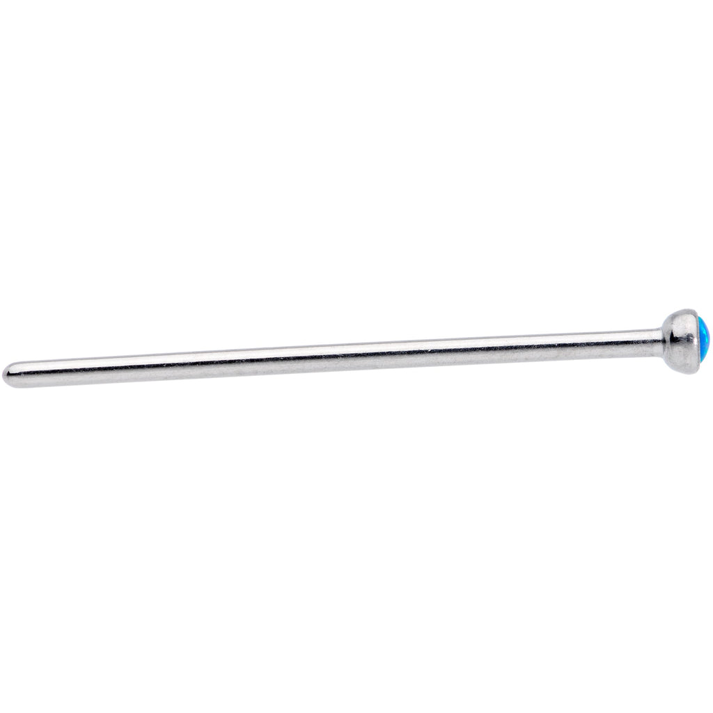 20G 3/4 Blue 2mm Synthetic Opal Titanium Fishtail Nose Ring