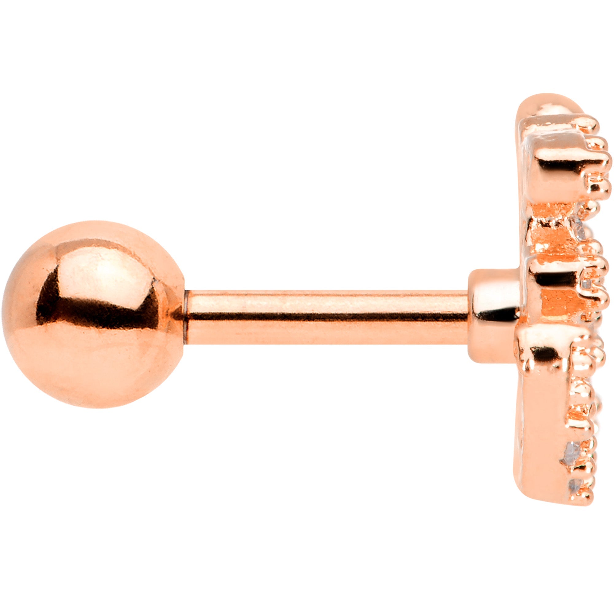 16G 1/4 Clear CZ Gem Rose Gold Tone Amazing Om Cartilage Tragus