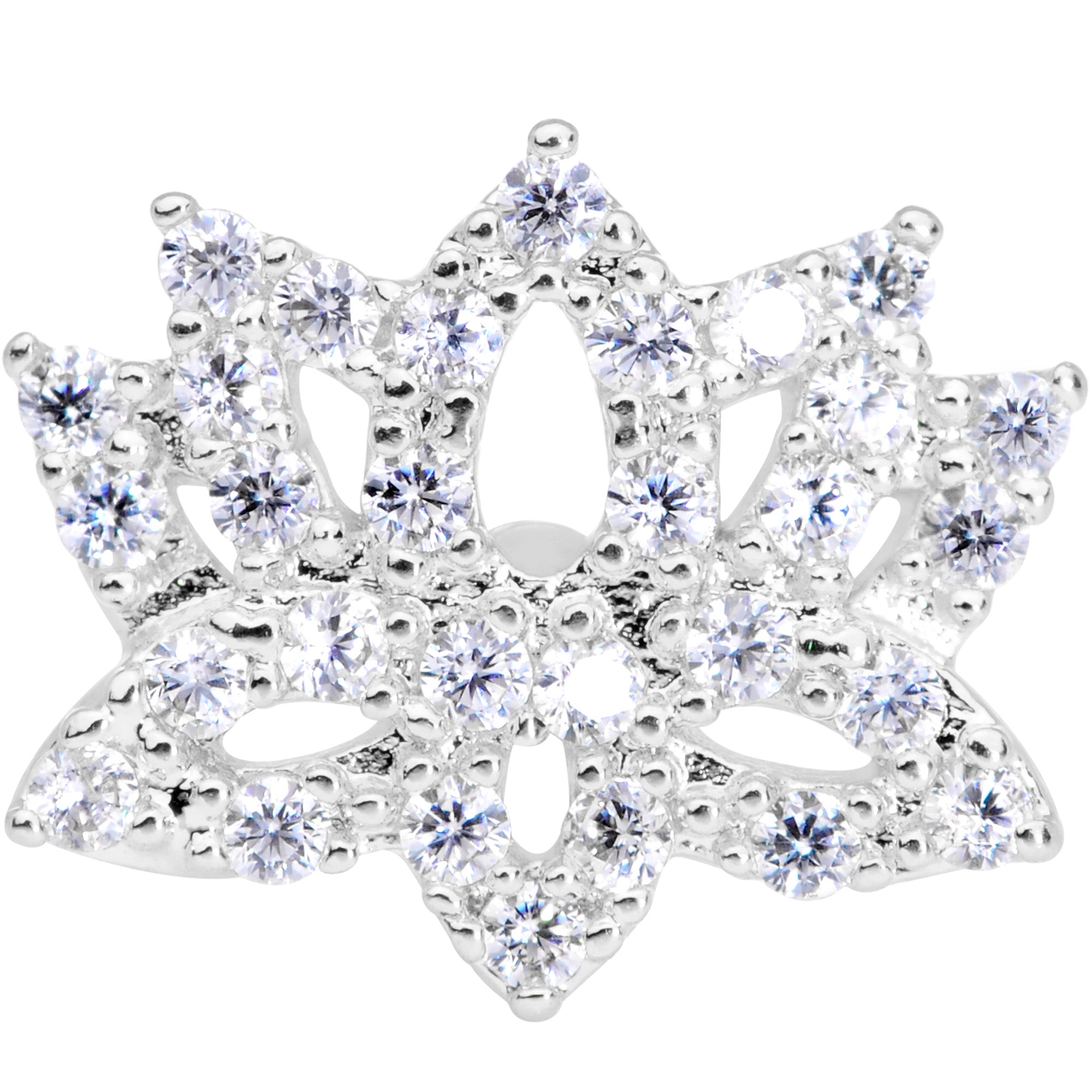 16G 5/16 Clear CZ Gem Lotus Flower Labret Monroe Tragus