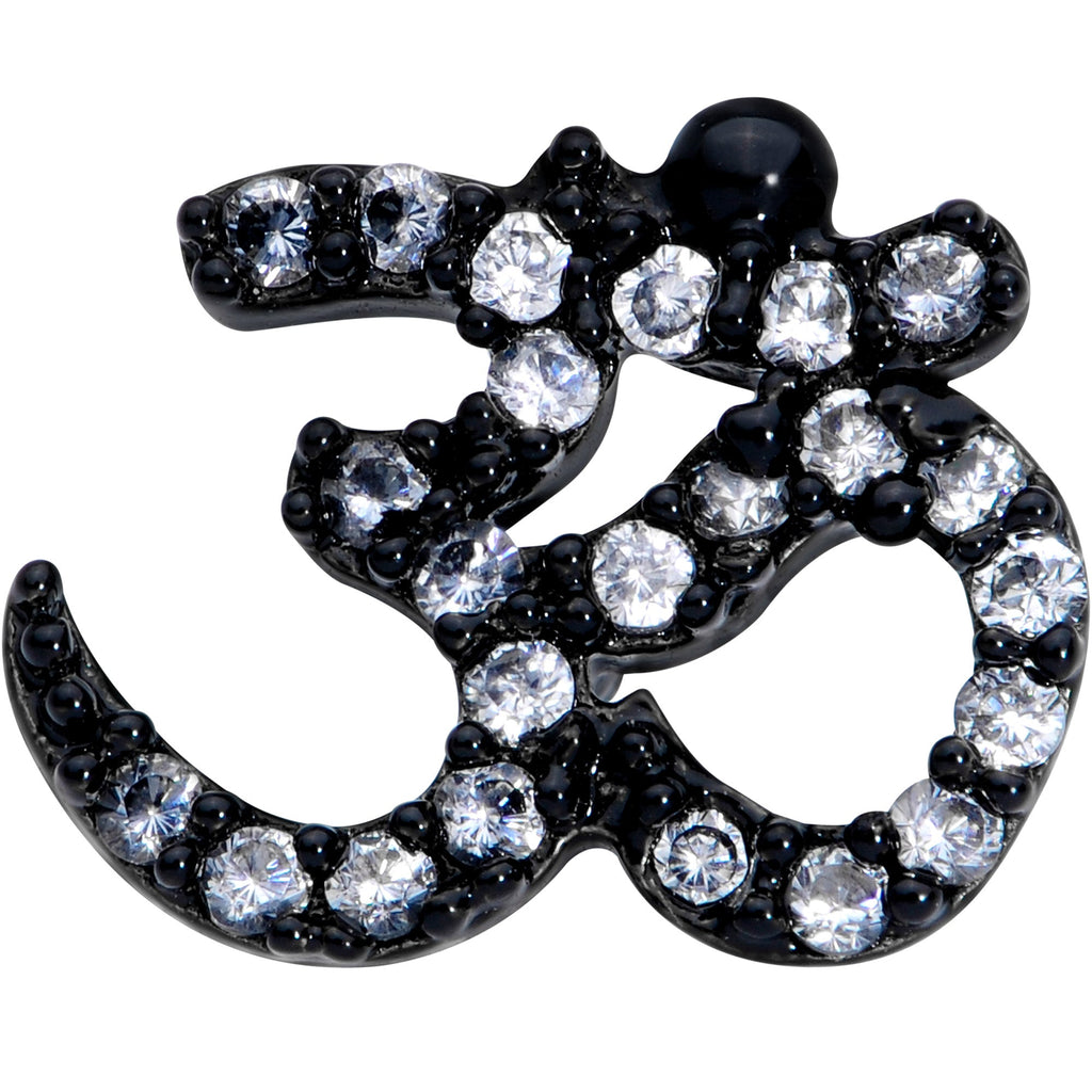 18G 3/8 Clear CZ Gem Rose Gold Tone Amazing Om Nose Hoop