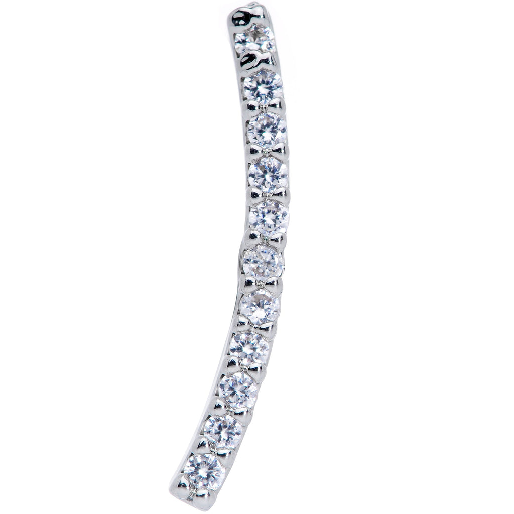 16G 1/4 Clear CZ Gem Curve Internal Thread Labret Monroe Tragus