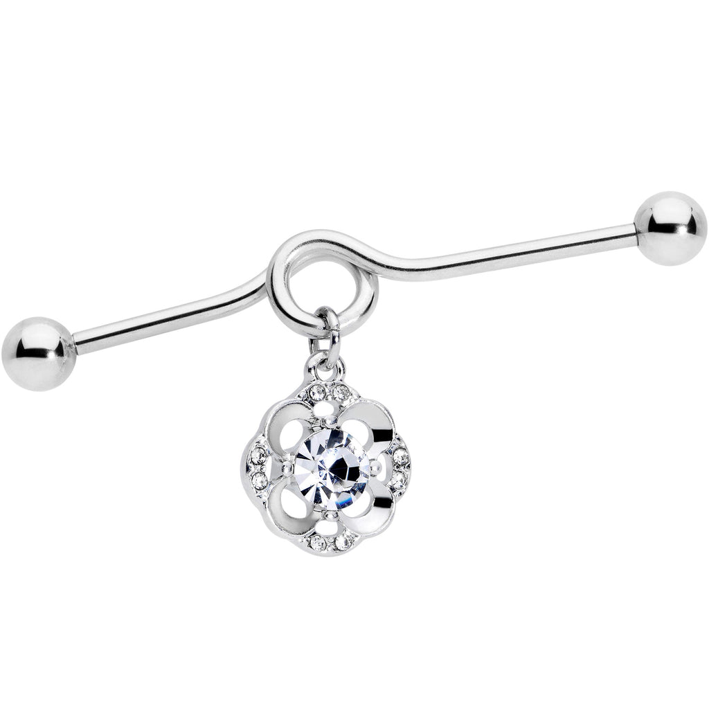 14G Clear Gem Classic Clover Dangle Project Bar 38mm