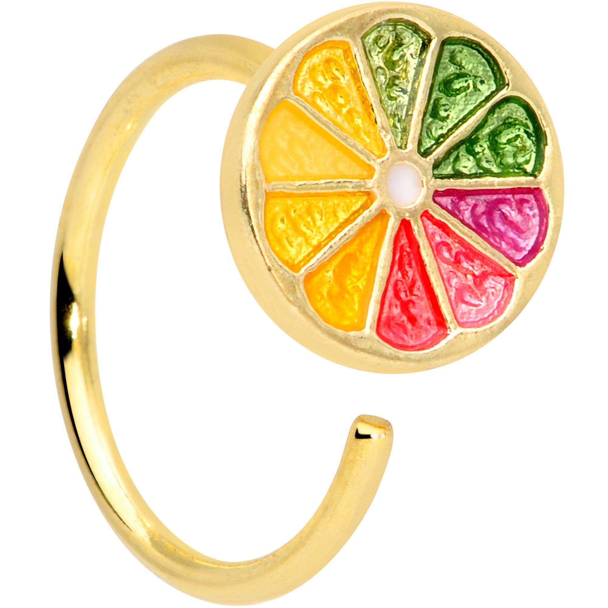 20G 5/16 Gold Tone Rainbow Grapefruit Nose Hoop