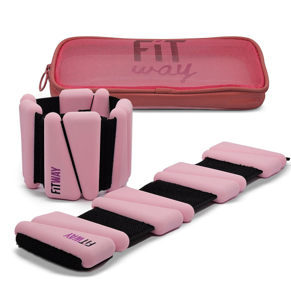 FITWAY 2 lb Adjustable Silicone Ankle & Wrist Weights, Pink