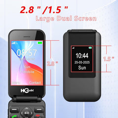 4G Flip Phone Unlocked for Seniors,Basic Flip Phone,Cell Phone for Seniors,2.8" +1.5 ''Screen,SOS Button,Speed Dial,Big Buttons,Bluetooth,Camera,FM Radio,1400mAh Battery.(Matte Black)