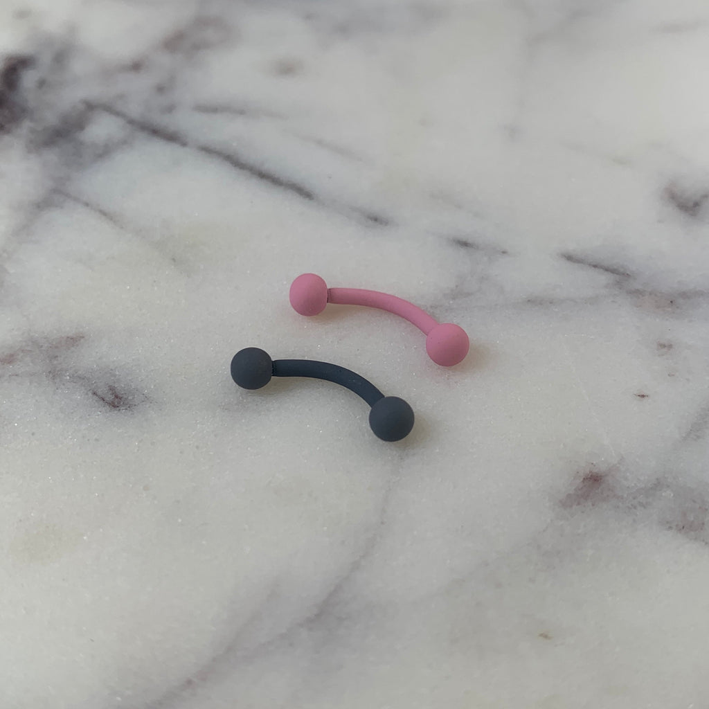 16G 5/16 Pink Acrylic Matte Curved Eyebrow Ring