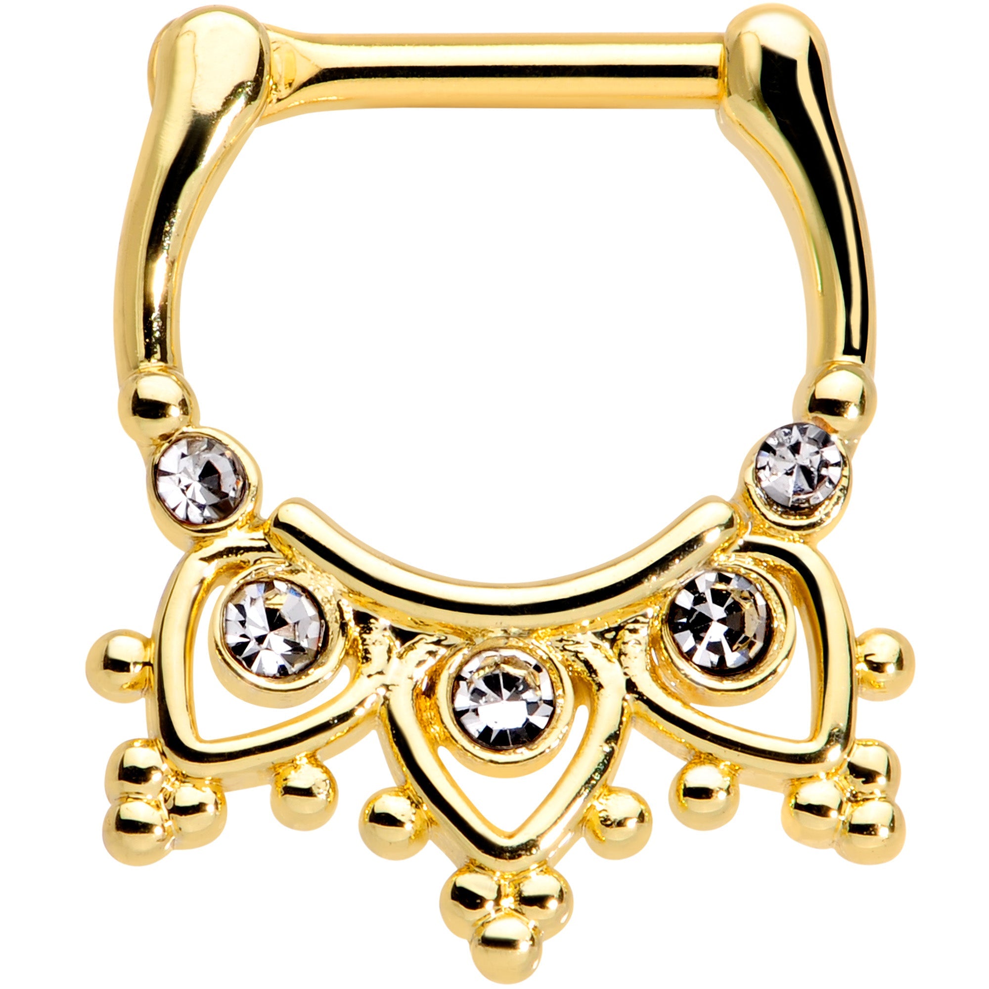 16G 3/8 Clear Gem Gold Tone Lacy Drama Cartilage Clicker