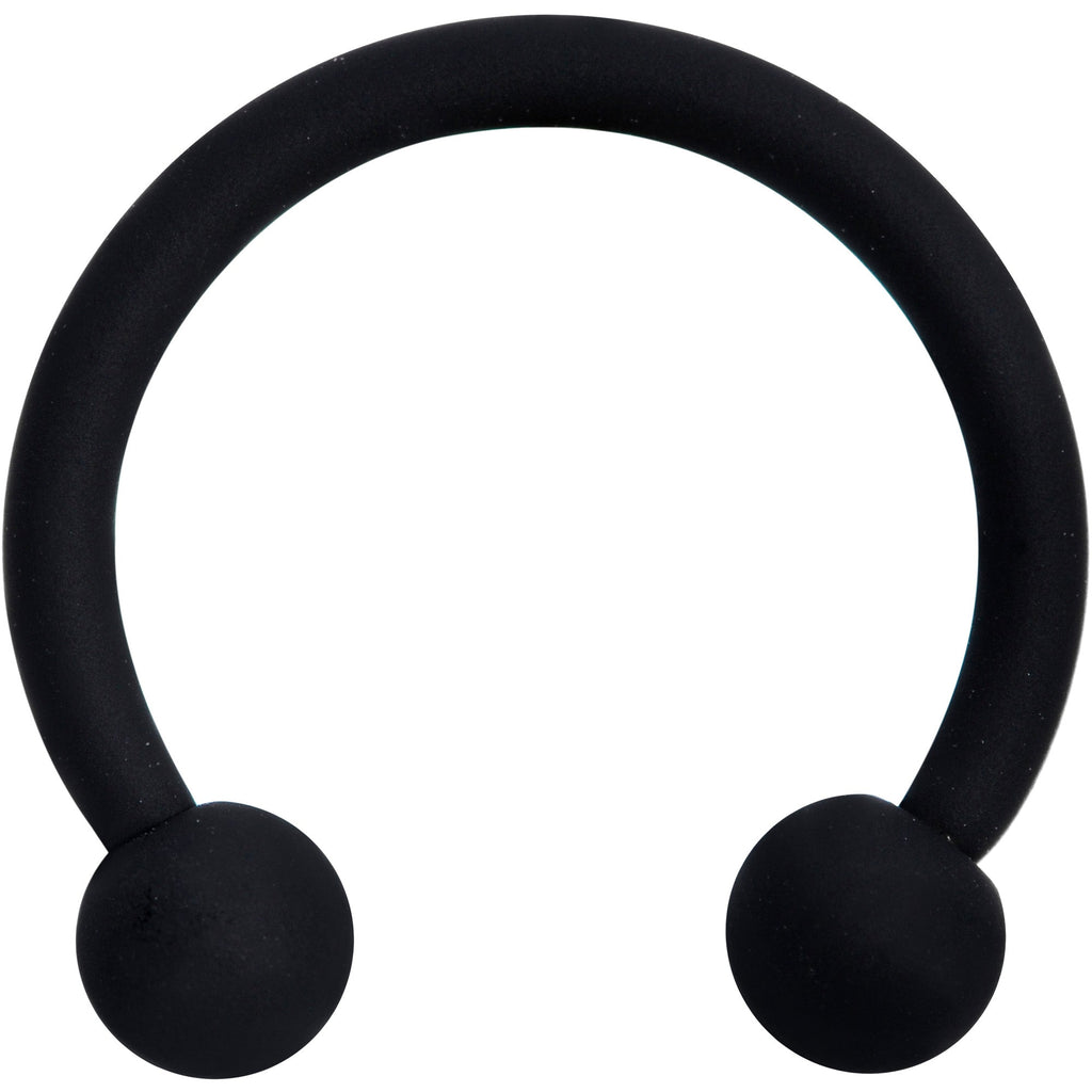 16G 3/8 Beauteous Black Matte Horseshoe Circular Barbell