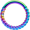 14G 3/8 Rainbow Twisted Elegance Cartilage Septum Clicker
