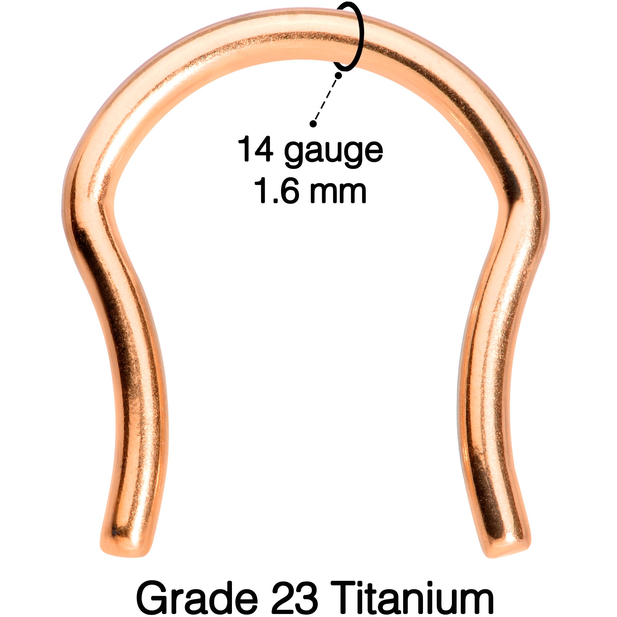 14G 5/8 Rose Gold Tone ASTM F-136 Implant Grade Titanium Septum Retainer