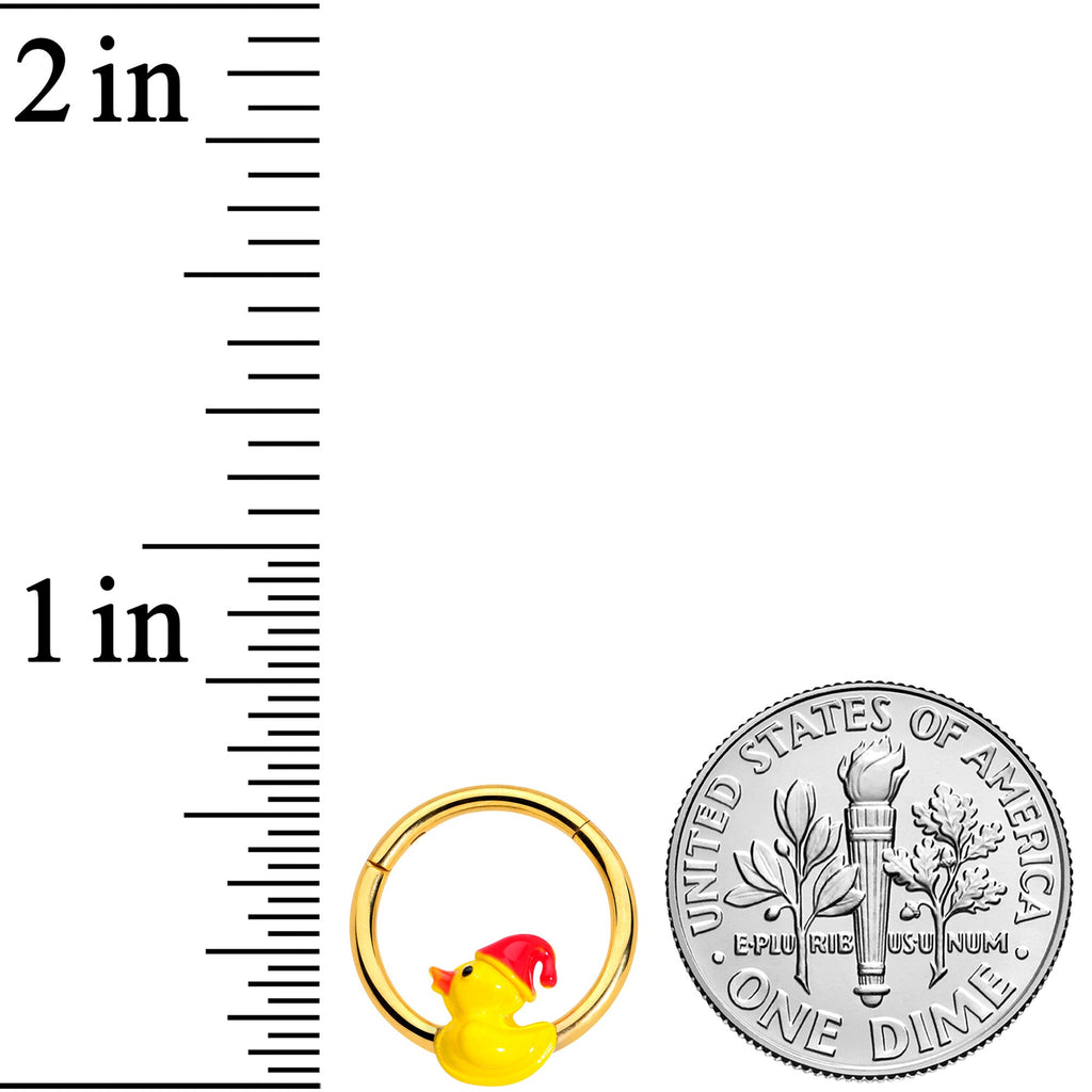 16G 3/8 Gold Tone Sleepy Duck Hinged Segment Ring