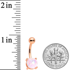 White Faux Opal Clear Gem Rose Gold Tone Aurora Belly Ring Set of 4