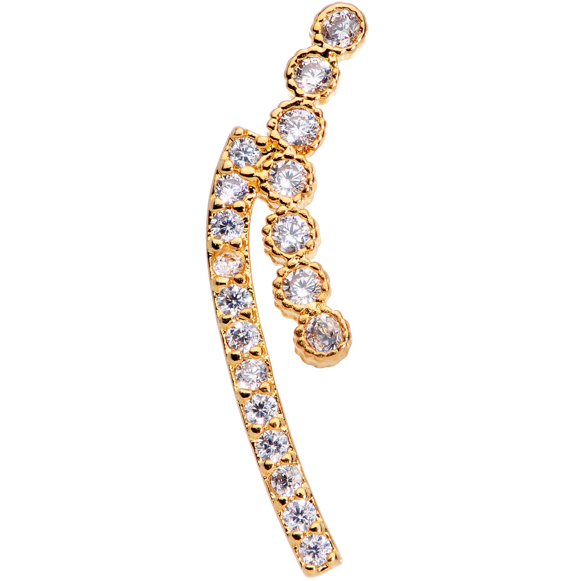 16G 5/16 Clear CZ Gem Gold Tone Curve Internal Thread Labret