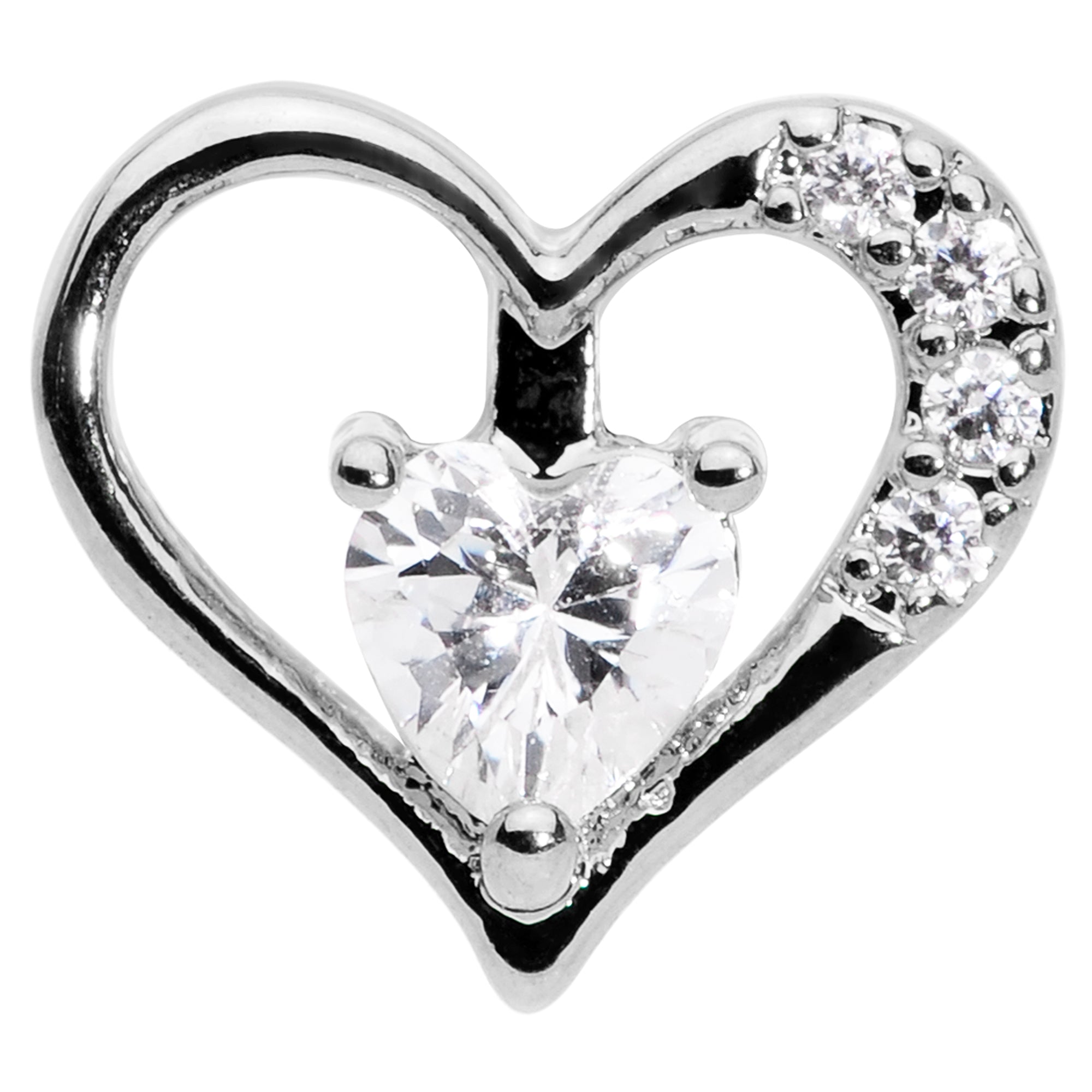 16G 5/16 Clear CZ Gem Airy Heart Internally Threaded Labret