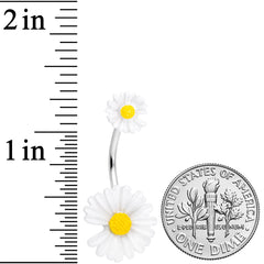 White Double Flower Double Mount Belly Ring