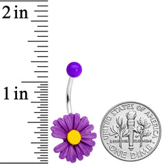 Purple Daisy Flower Belly Ring