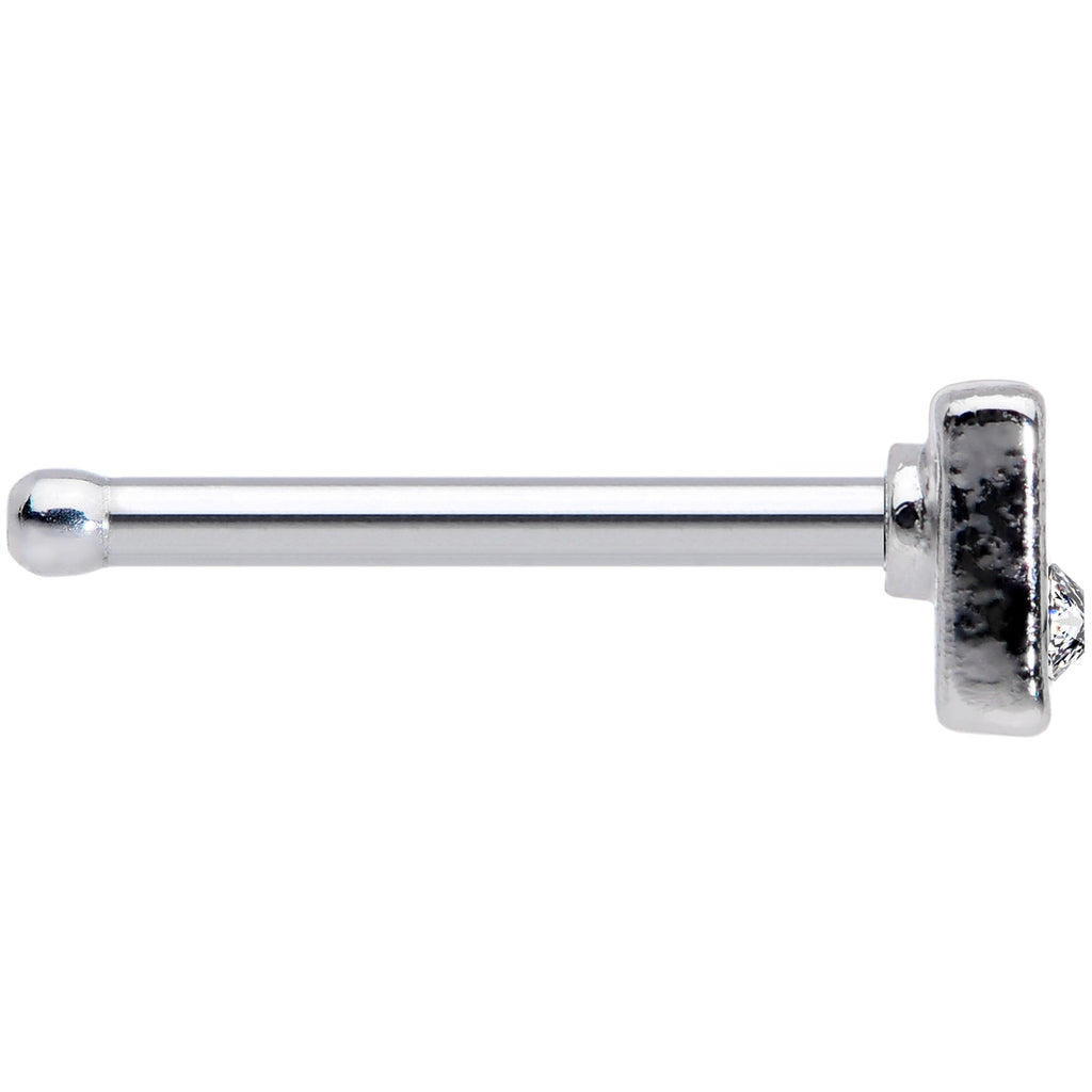 20G 1/4 Clear Gem Black Boo Halloween Nose Bone