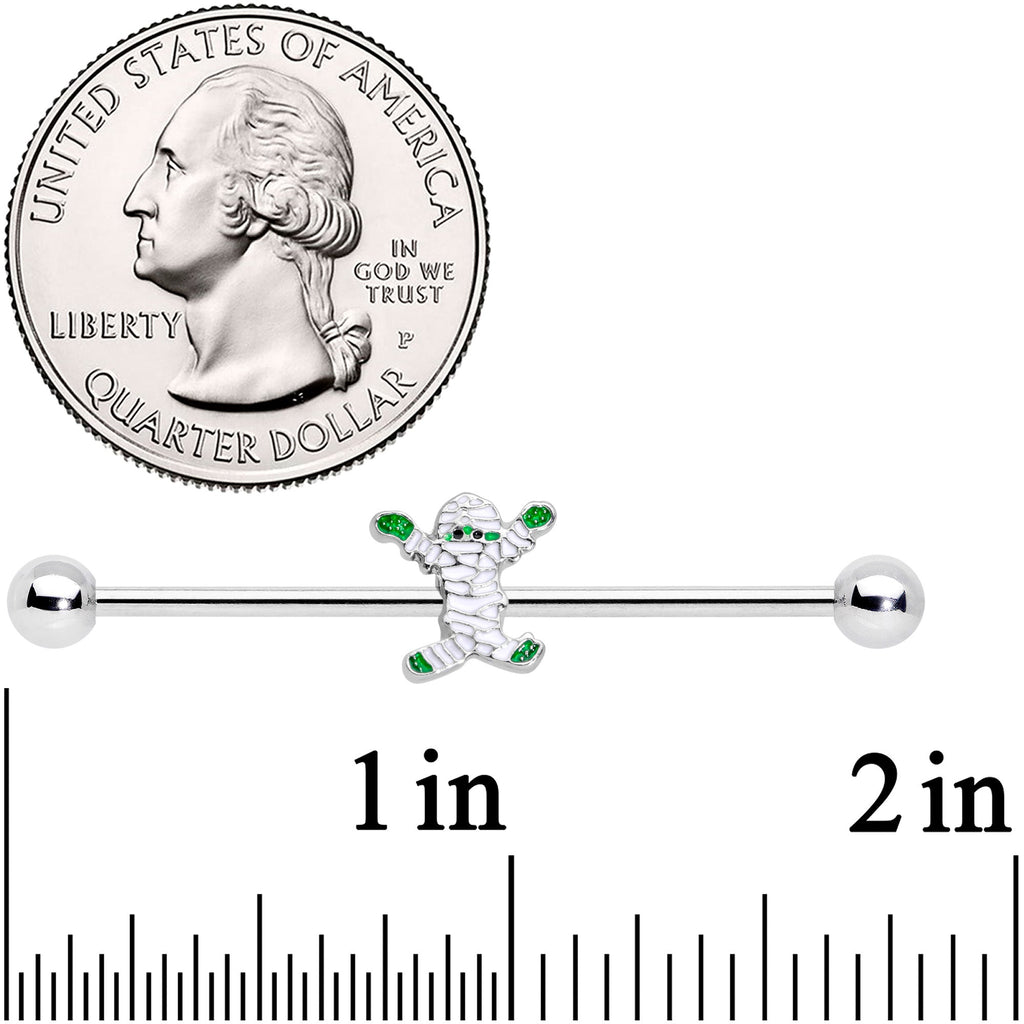 14G Green Mummy Halloween Industrial Barbell 38mm