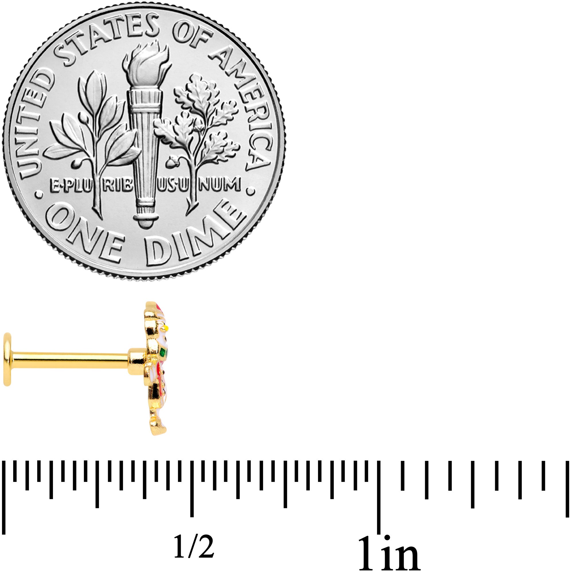 16G 5/16 Gold Tone Skating Snowman Christmas Labret Monroe Tragus