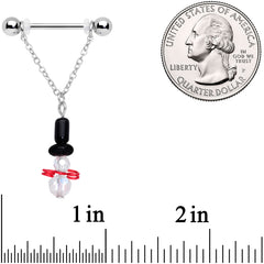 14G 11/16 Aurora Gem Snowman Christmas Dangle Nipple Ring Set