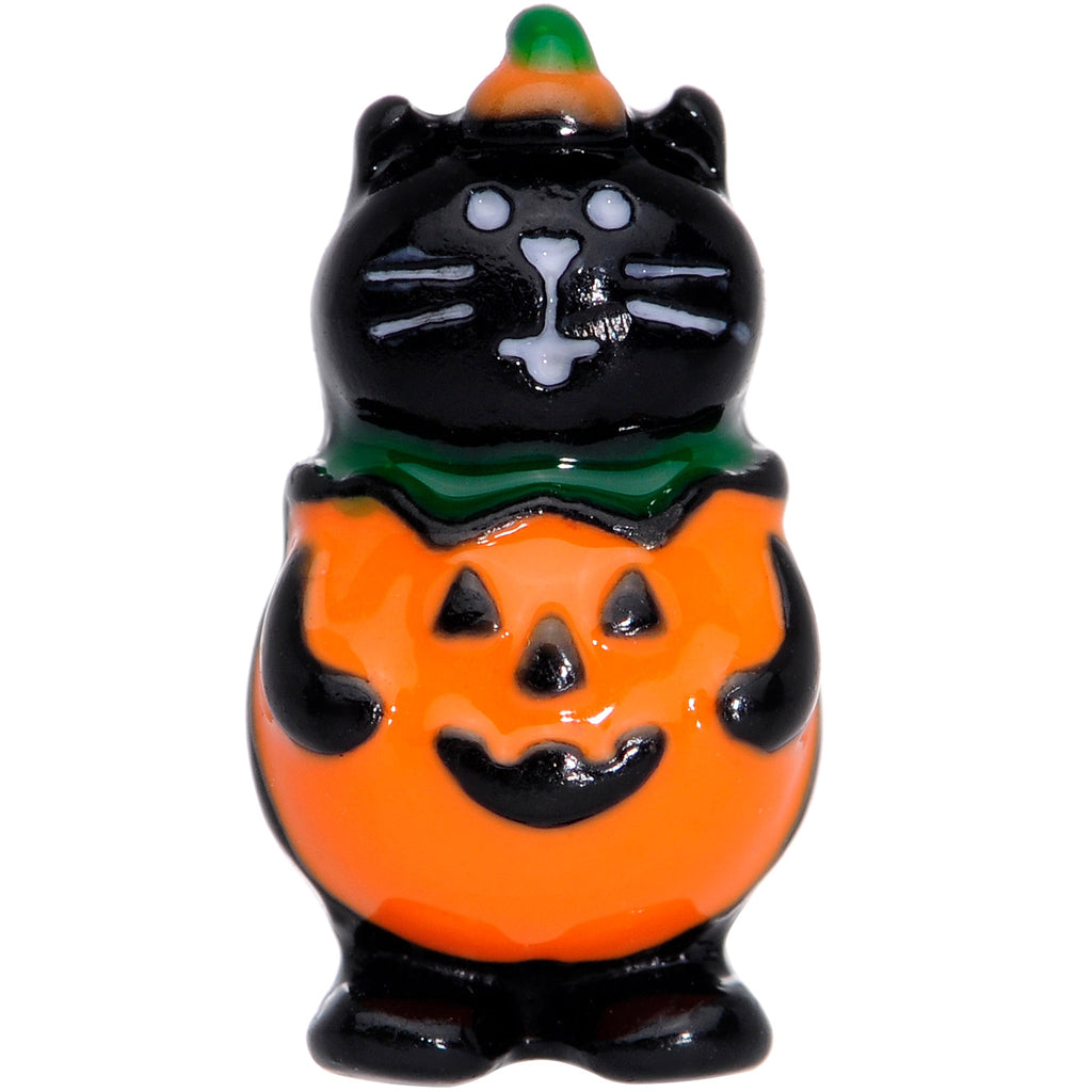 16G 1/4 Black Cat Pumpkin Halloween Cartilage Tragus
