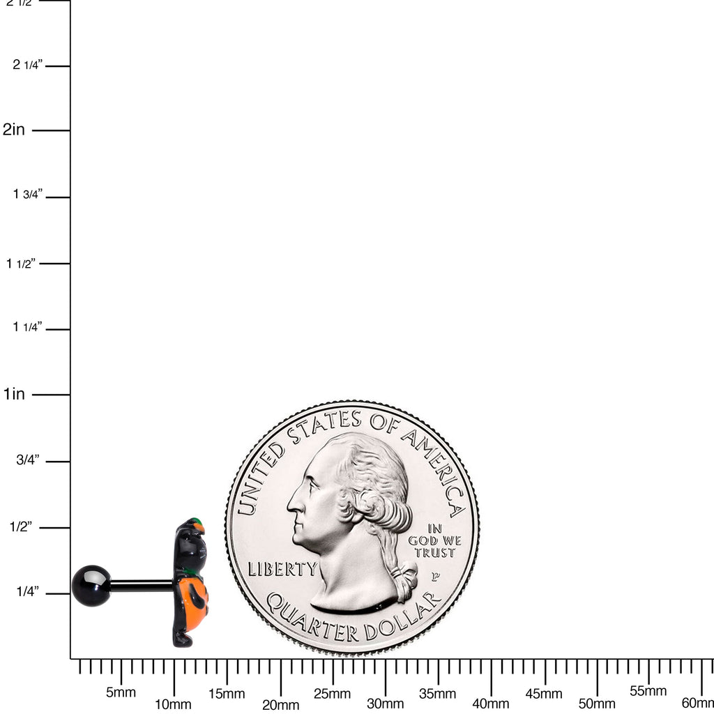 16G 1/4 Black Cat Pumpkin Halloween Cartilage Tragus