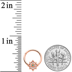 16G 3/8 Green Gem Rose Gold Tone Evening Star Hinged Segment Ring