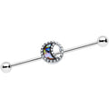 14G Iridescent Crescent Moon Industrial Barbell 38mm