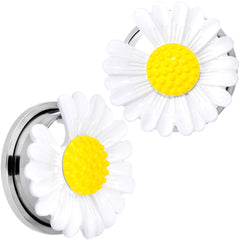 White Daisy Flower Screw Fit Plug Set