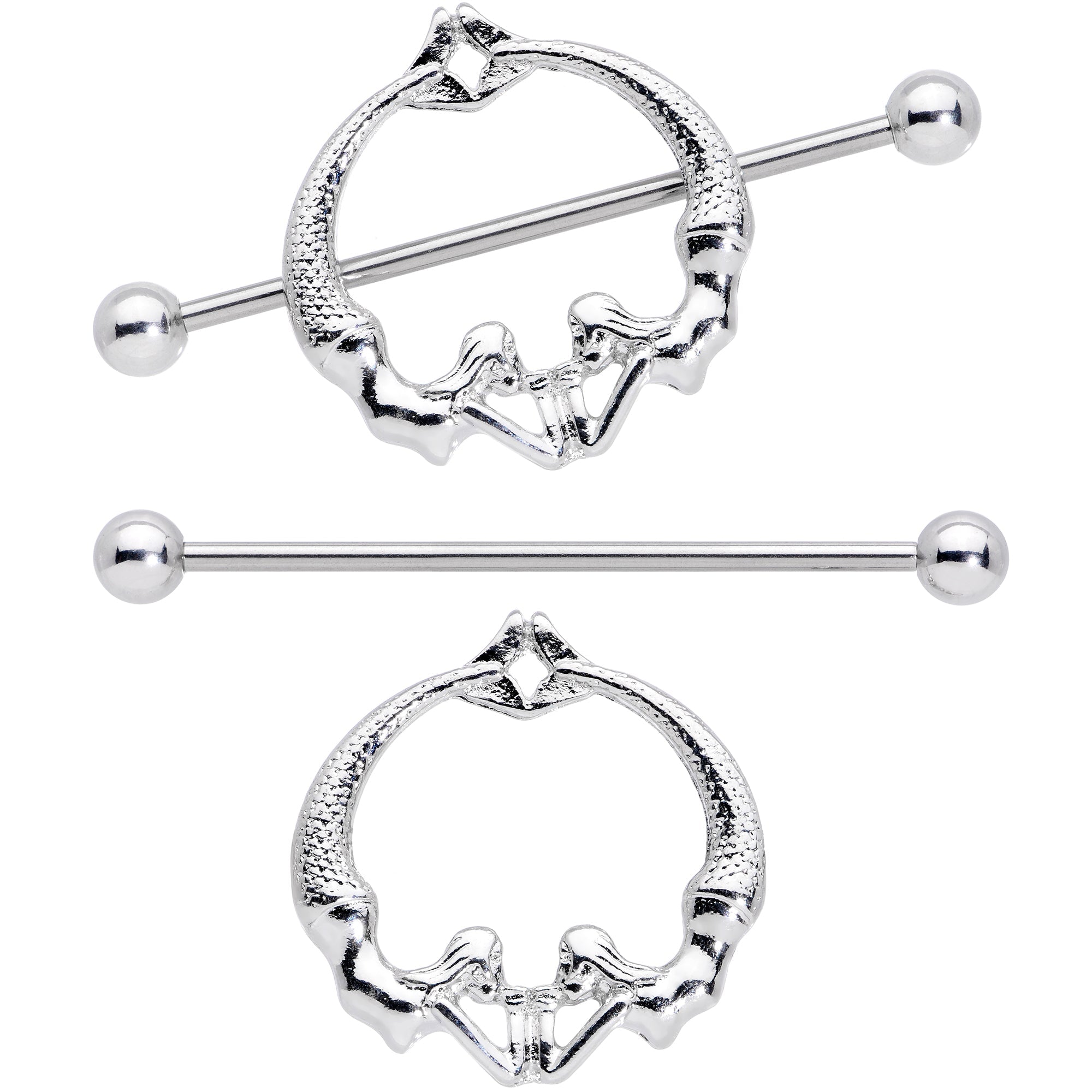 14G 13/16 Double Mermaid Nautical Nipple Shield Set