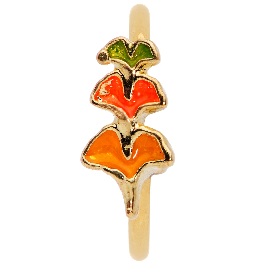 20G 5/16 Gold Tone Autumn Leaves Fall Nose Hoop