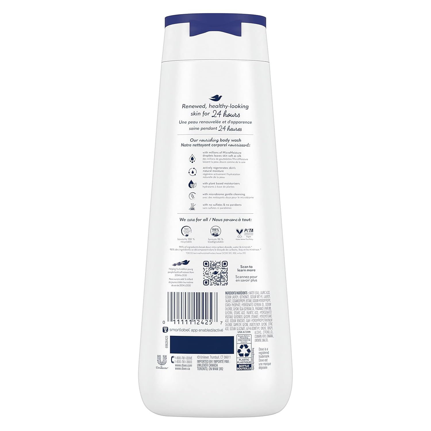 Dove Body Wash with Natural Nourishers for Instantly Soft Skin and Lasting Nourishment Deep Moisture Cleanser That Effectively Washes Away Bacteria While Nourishing Your Skin 20 oz (Pack of 4)