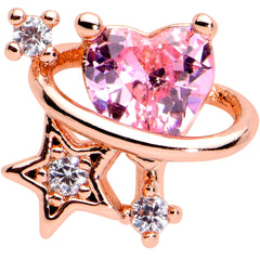 16G 5/16 Pink Gem Rose Gold Hue Star Heart Labret Monroe Tragus