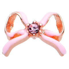 20G 1/4 Pink Gem Pink Pretty Bow Nose Bone