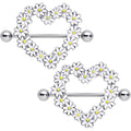 14G 13/16 Daisy Flower Heart Valentines Nipple Shield Set
