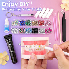 DAZZLEBRITE Tooth Gem Kit, Tooth Gems Kit for Teeth, Beginners Starter Crystals Teeth Gem Jewelry for Women Men, Bedazzling Gems Kits with Pickup Tools.