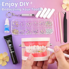 DAZZLEBRITE Tooth Gem Kit, Tooth Gems Kit for Teeth, Beginners Starter Crystals Teeth Gem Jewelry for Women Men, Bedazzling Gems Kits with Pickup Tools.