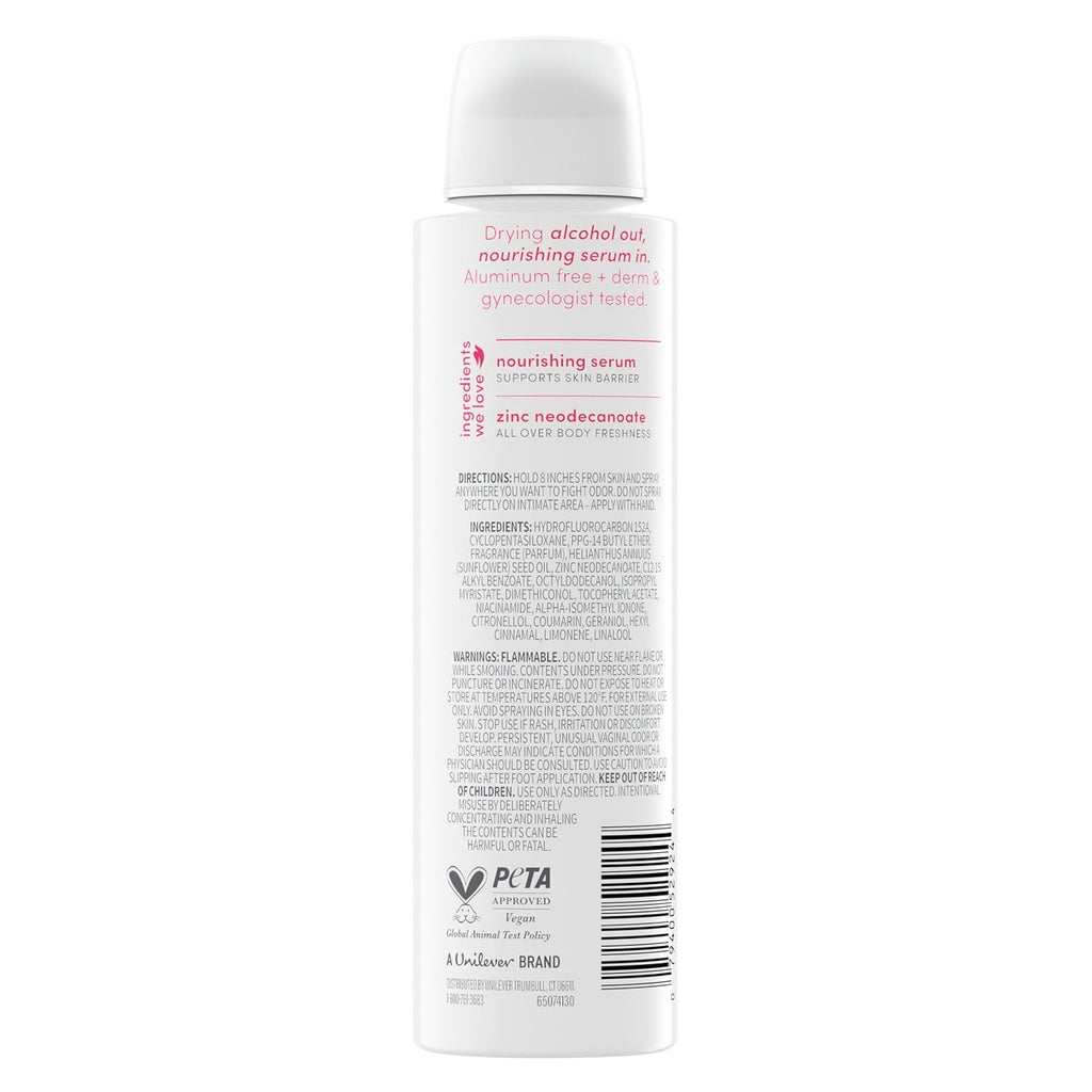 Dove Whole Body Deo Alcohol Free Deodorant Spray for Women Berry Blush 4 oz