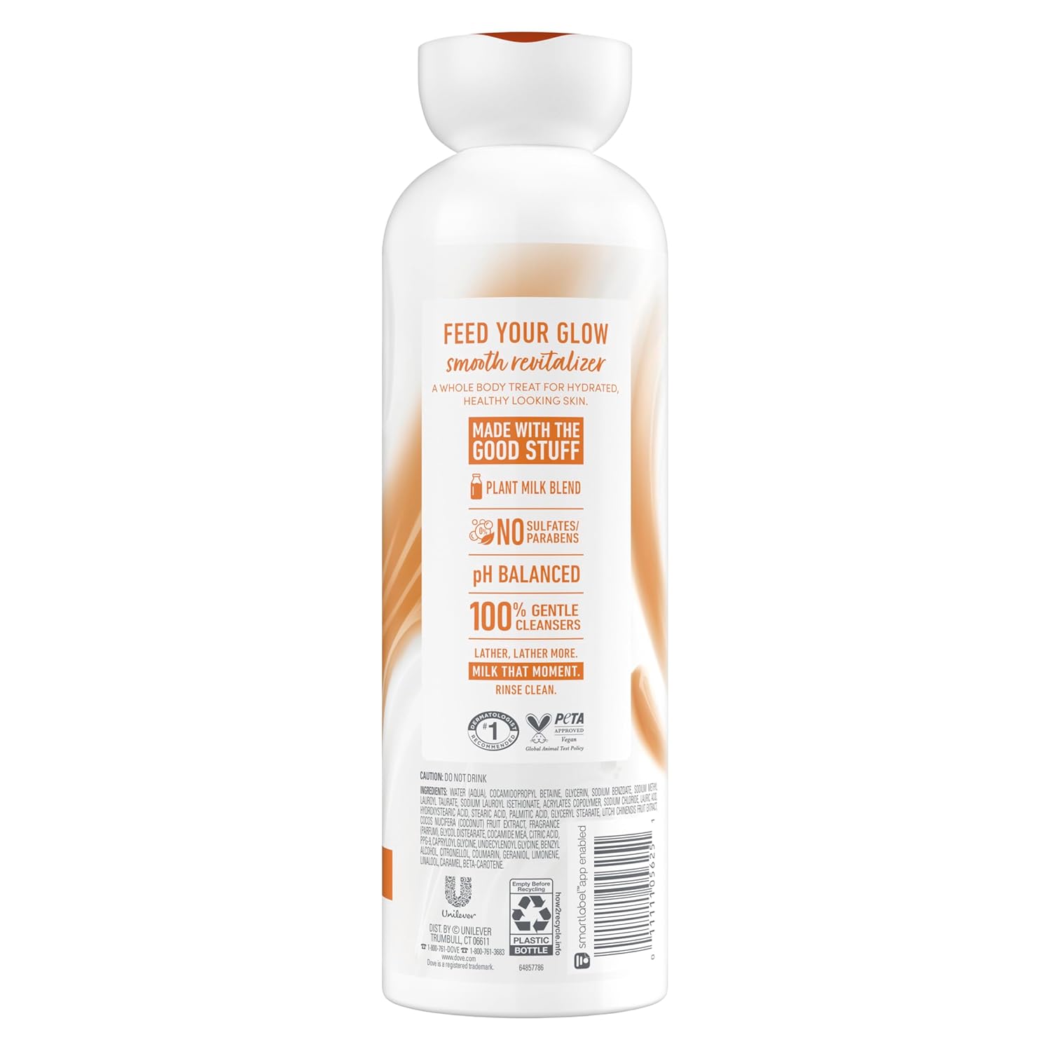 Dove Plant Milk Cleansing Body Wash Coconut & Lychee for Moisturized Skin Gentle Cleanser, No Sulfate Cleansers or Parabens, 98% Biodegradable 17.5 fl oz