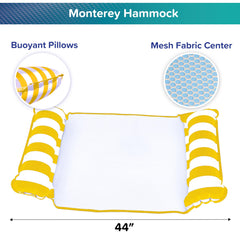 Aqua 4-in-1 Monterey Hammock Pool Float & Water Hammock, Multi-Purpose, Inflatable Pool Floats for Adults, Patented Thick, Non-Stick PVC Material, One Light Blue & One Navy/White Stripe, 2-Pack