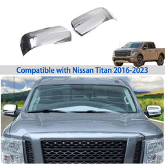 Door Rear View Mirror Cover Compatible with Nissan Titan 2016-2023, ABS Auto Exterior Side Rearview Mirror Protective Trim Cap Accessories 2Pcs (Carbon Fiber Pattern)