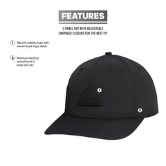 adidas Men's Sport 5-Panel, High Crown Structured Snapback Adjustable Fit Cap